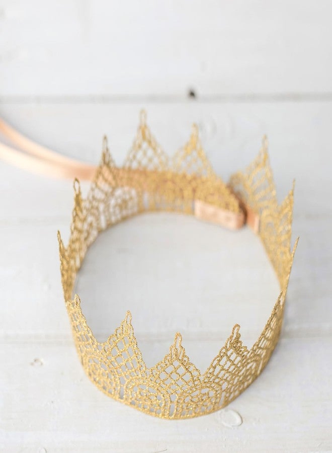 Lamantery Golden Lace Crown With Ribbon for Birthday Party Queen Theme Party Headband Crown - Image 5